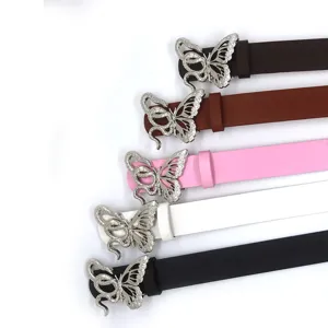 Damen Ledergürtel mit einzigartiger Schlangen Schmetterling Metallschnalle Accessoire