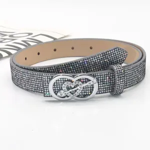 Sparkly Rhinestone Belt for Women Fashion Sparkle Bling Waist Belt with Heart Arrow Buckle