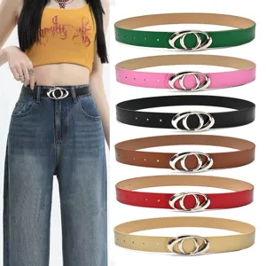 Dames Y2K Mode PU Lederen Riem Ovale Dubbele Ring Metalen Gesp Casual Dagelijkse Taille Riem Jeans Jurk Accessoires