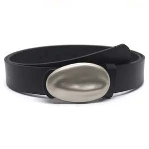 Minimalist PU Leather Belt For Women Fashion Casual Plain Waist Belt With Unique Oval Metal Pin Buckle Jeans Dress Accessories