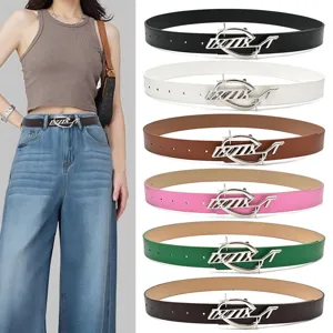 Dames Casual PU Lederen Riem Veelzijdig Minimalistisch Gladde Metalen Gesp Tailleband Mode Accessoires