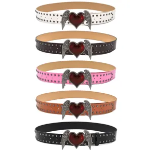 Women punk rock rivet heart belt y2k gothic style waist strap cool cool girl fashion accessory