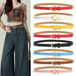 Women Minimalist PU Leather Belt Thin Waistband With Alloy Pin Buckle Casual Dress Jeans Trousers Belt Fashion Accessories