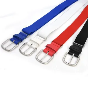 Youth elastic baseball belt with alloy buckle stretch solid color sport accessory