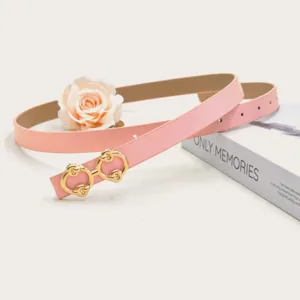 Detail shot of chic pink women belt with luxury style gold buckle fashion aesthetic design accessories