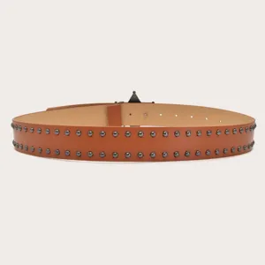 Punk rivet women's belt brown star buckle Y2K retro fashion stylish jean accessory