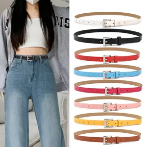 Minimalist Women PU Leather Belt Fashion Slim Dress Waistband With Alloy Pin Buckle Daily Versatile Accessories