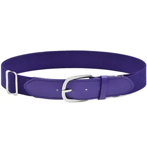 Close-up detail of the purple adjustable elastic belt, showing metal buckle and fabric.