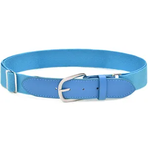 Youth elastic baseball belt light blue stretch softball belt with alloy buckle for daily wear and sports