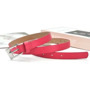 Rosa Ledergürtel für Damen, schönes schlichtes Design mit edler Metallschnalle für Jeans.