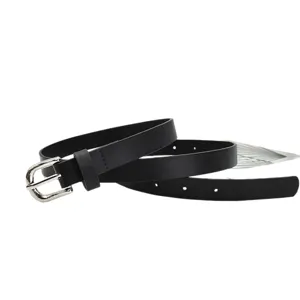 Ceinture femme cuir noir boucle ardillon argentée ceinture élégante pour jean et costard
