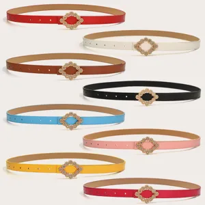 Dames mode smalle riem strass bloem gesp PU leer jurk taille riem accessoire mooi