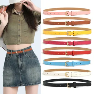 Minimalist PU Leather Thin Belt For Women Fashion Versatile Dress Waistband Pin Buckle Waist Belt Female Clothing Accessories