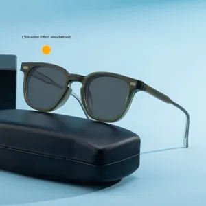 2026 new European American square frame color changing sunglasses trendy detachable men sunglasses