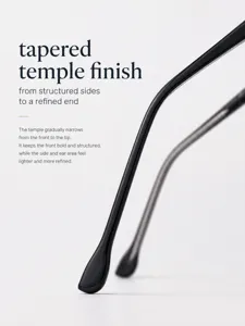 Close-up detail of smooth black sunglasses temple showing tapered refinement and structured design
