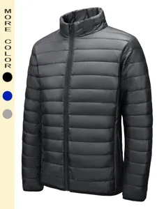 Herren Leichte Steppjacke Stehkragen Gesteppt Warm Winter Oberbekleidung Lässig Einfarbig Polyester Reißverschluss Mantel