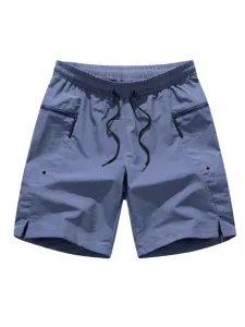 Herren wasserdichte lässige Badeshorts Sommer Outdoor Sport Kordelzug Taschen blau