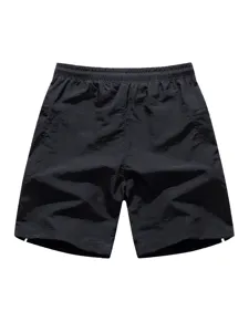 Herren schwarze Badeshorts Sommer Strand Schwimmhosen Freizeit schnelltrocknende Hose