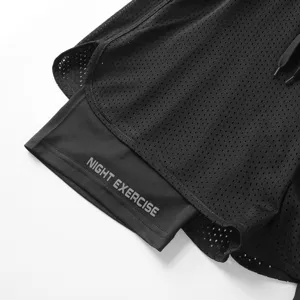 Herren 2-in-1 Laufshorts Schnelltrocknend Netz Sport Fitness Training Strandshorts
