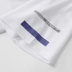 Herren Schnelltrocknend Sportshirt weißes atmungsaktives Gewebe Detail Fitness Top