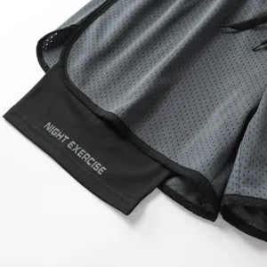 Men quick dry athletic mesh shorts 2-in-1 summer fitness training running sportswear