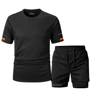 Herren schnelltrocknender Sport T-Shirt und Shorts Set für Sommertraining und Fitness