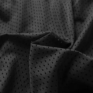 Schwarze sportliche Schnelltrocknend Mesh Shorts Hauptansicht atmungsaktiv Textur.