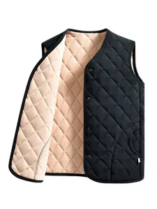 Men's thermal winter quilted vest, sleeveless padded puffer gilet with soft fleece lining inner.
