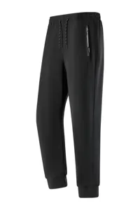 Men's black quick dry athletic pants casual sweatpants with elastic cuffs and zipper pockets.