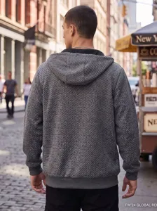 Veste à capuche en tricot décontractée pour homme automne hiver manches longues streetwear