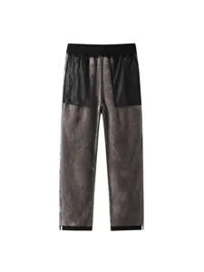 Winter men's thick fleece lined straight casual trousers warm fleece pants for outdoor wear