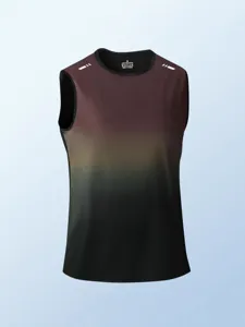 Men's gradient sleeveless sports tank top, quick-dry fitness running athletic vest for gym workout.