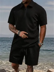 Completo estivo casual da uomo polo manica corta e pantaloncini in elegante maglia.