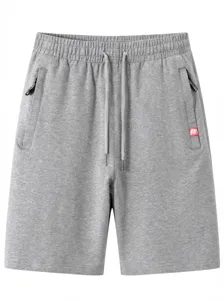 Pantalones Cortos Deportivos para Hombre Talla Europea Poliéster Casual Verano Cordón Pierna Recta Pantalones Cortos con Bolsillos