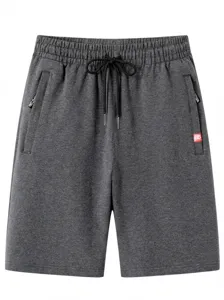 Pantalones Cortos Deportivos Casual Hombre Verano Cordón Recto Cinco-Cuartos Gris