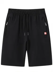Pantalones cortos deportivos casuales para hombre, pantalones de verano rectos con cordón.