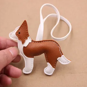 Bijou de Sac Husky en Cuir Artificiel Pendentif Chiot Fait Main Porte-clés en Cuir pour Sacs à Main Sac à Dos Cadeau Femme