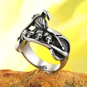 Vintage Punk Biker Roestvrij Stalen Motorfiets Schedel Ring Cool Rock Heren Sieraden