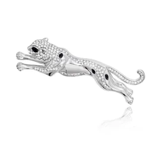 Broche Léopard de Luxe en Alliage avec Strass Travail de Qualité Forme Animale pour Femmes Hommes Accessoire de Costume Bijoux de Haute Qualité Cadeau