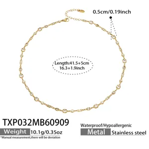 Stainless steel 18k gold plated zircon necklace elegant fashion fine chain jewelry for women