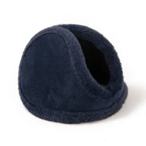 Winter warme pluche oorkleppen voor heren, dikke fleece winddichte oorwarmers, donkerblauw.