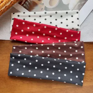 Womens Wide Polka Dot Sports Headband Elastic Sweatabsorbent Non Slip Hair Band Casual Fitness Yoga Hair Accessories