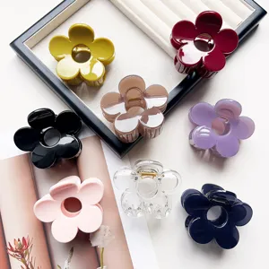 Elegant PC Flower Hair Claw Clip Sweet Floral Shark Clip For Women High Horsetail Half Tie Hair Accessories