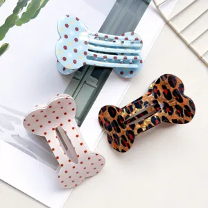 Schattige behaarde haarspelden set, luipaard en stip PVC eendebek clips voor dagelijks.