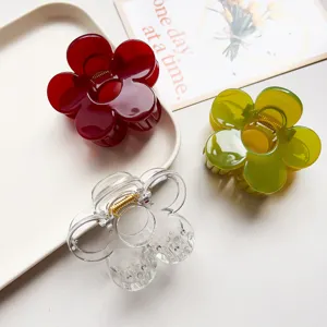 Cute flower hair claw clip translucent shark clip for women stylish daily hair accessories