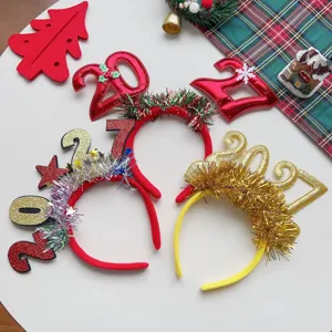 Natale Capodanno cerchietto numerico glitter festa accessorio per capelli carino decorativo