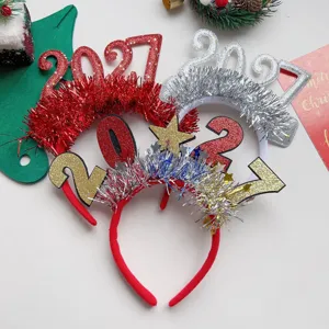 Set di cerchietti natalizi festivi con numeri glitterati e festoni lucidi, decorazione per feste.