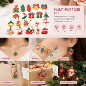 Détail de breloque Noël, gros plan pendentif émail coloré, scène de fabrication de bijoux.