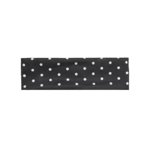 Black polka dot wide athletic headband, stretchy yoga fitness sweatband for women.