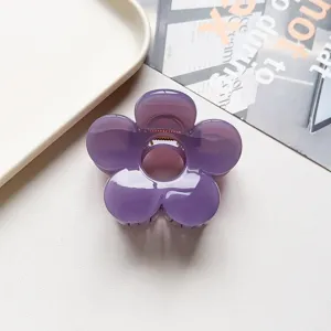 Purple flower hair claw clip PC plastic floral shark clip sweet hair styling accessory for women